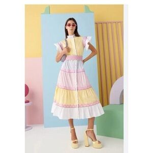 CELIAB Talise Pastel Ruffle Girly Dress Size XS NWOT